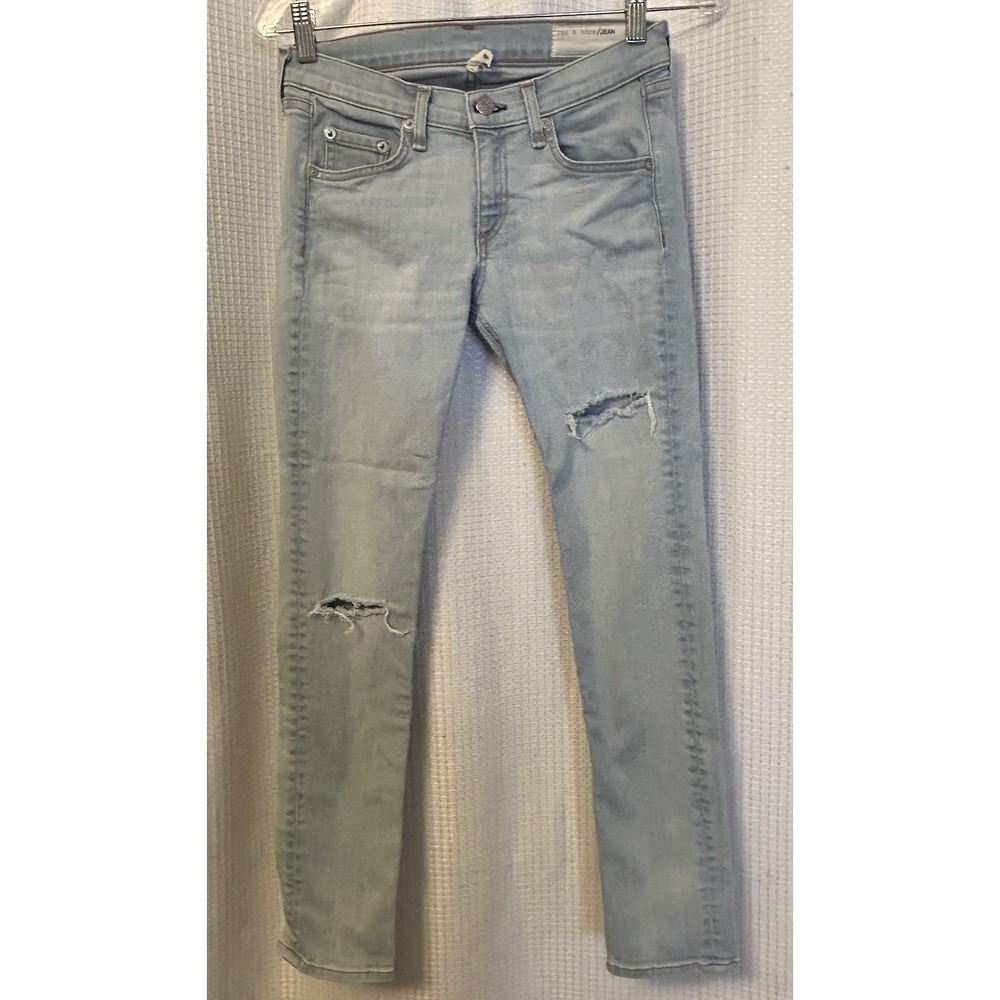 Rag & Bone Light Rinse Denim Capri Skinny Jeans Womens 26 Distressed